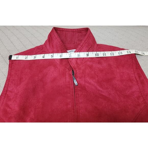 Monterey VTG Red  Golf Vest Vegan Suede Golf Vest Lightweight Full Zip Women's S - Picture 4 of 9